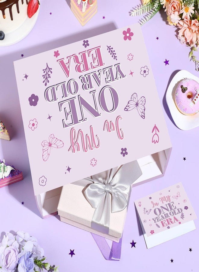 Woosytoo Onederful 1st Birthday Gift Bag for Baby Girl, Butterfly First Birthday Gift Bags with Tissue Paper Greeting Card One Year Old Gifts Wrapping Paper Bag for Girls Baby Shower Party Favors - Image 2